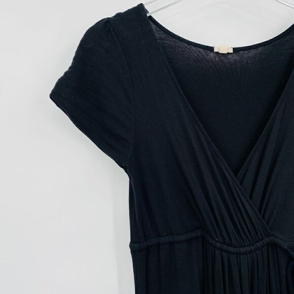 J. Crew Size Small Black Short Sleeve Belted Jersey Knit Casual Midi Dress - Picture 5 of 9
